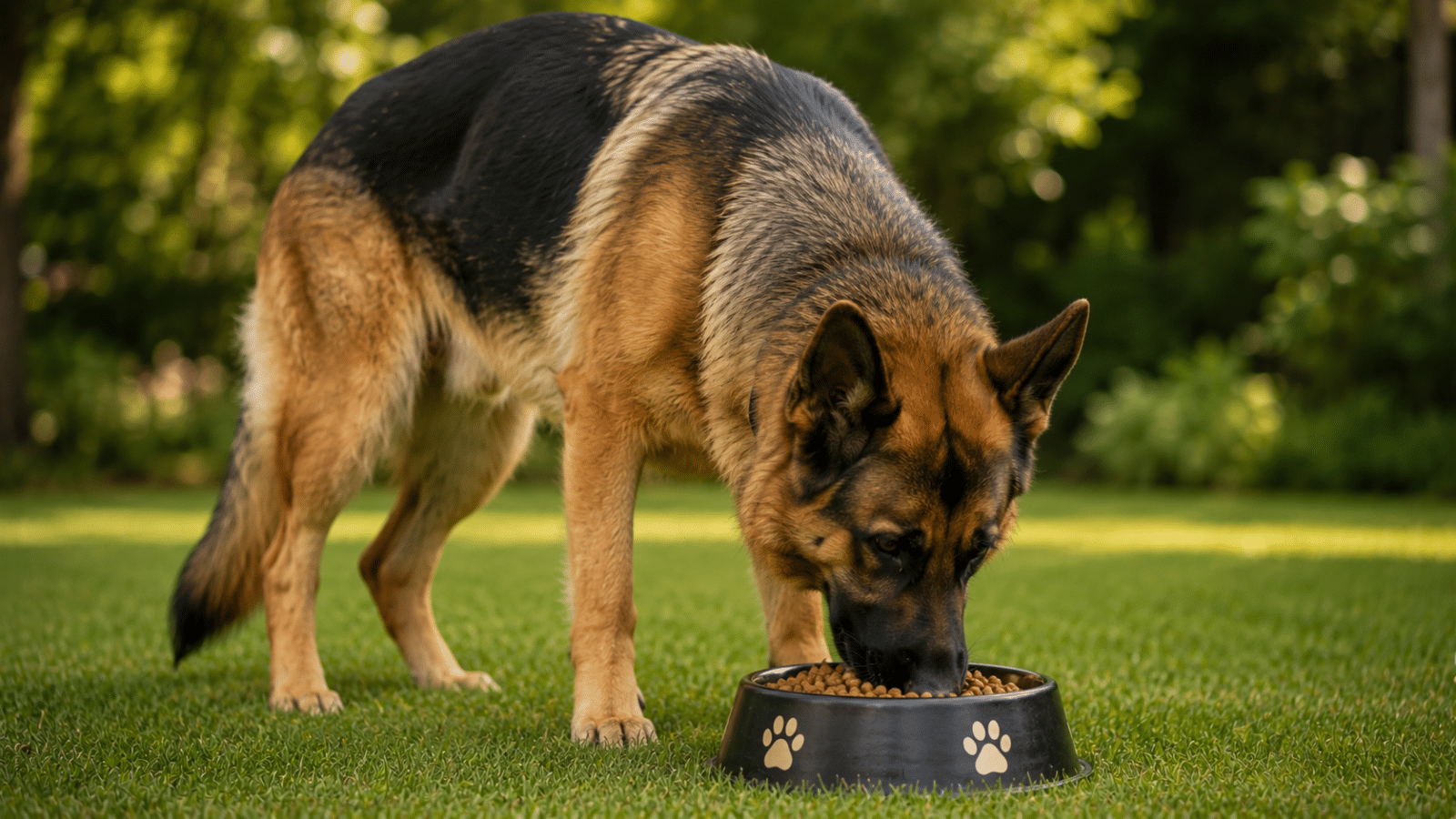 German Shepherd eating