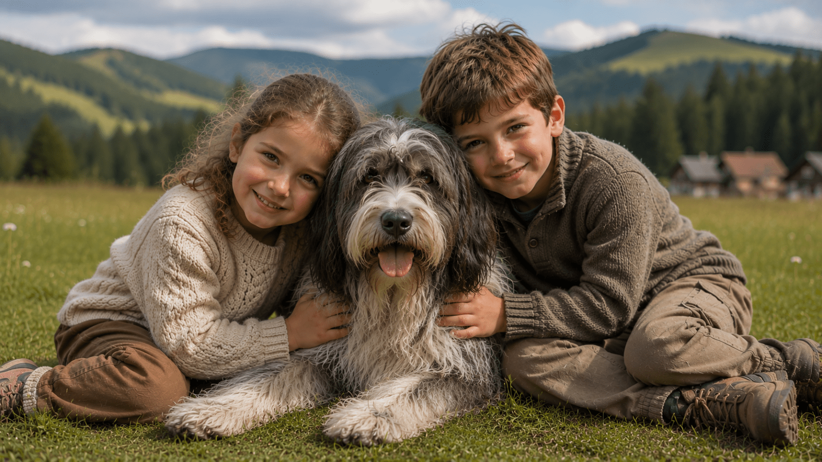 Schapendoes with kids
