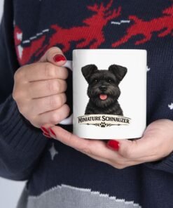 Miniature Schnauzer Black Uncropped Ears Dog Mug (11oz/15oz)