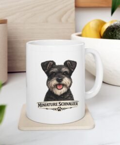 Alternative view of Miniature Schnauzer Salt and Pepper Uncropped Ears Dog Mug (11oz/15oz)