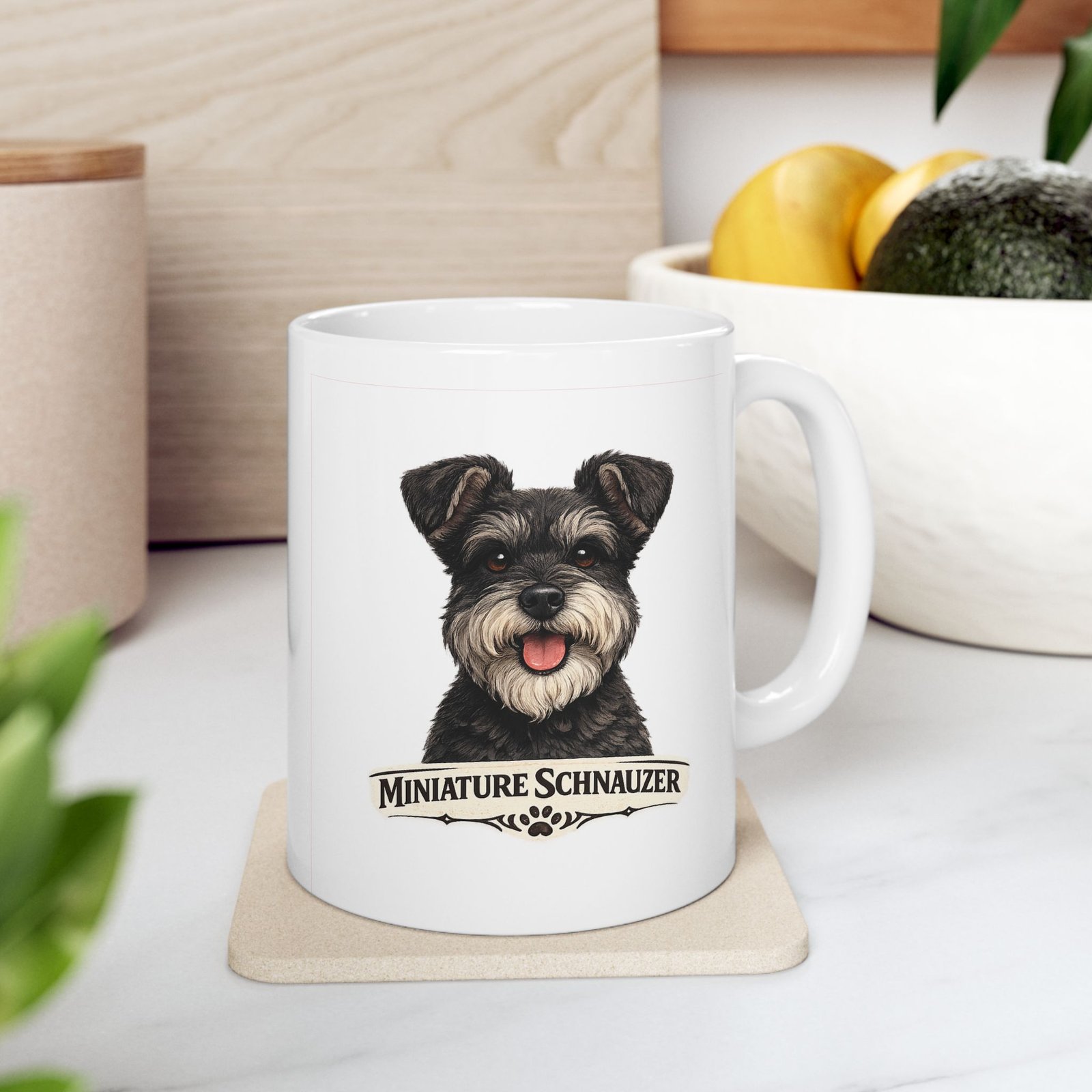 Miniature Schnauzer Salt and Pepper Uncropped Ears Dog Mug (11oz/15oz) 2 Miniature Schnauzer Salt and Pepper Uncropped Ears Dog Mug (11oz/15oz) - Image 2