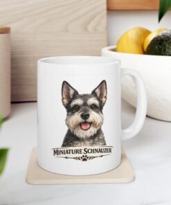 Alternative view of Miniature Schnauzer Salt and Pepper Cropped Ears Dog Mug (11oz/15oz)
