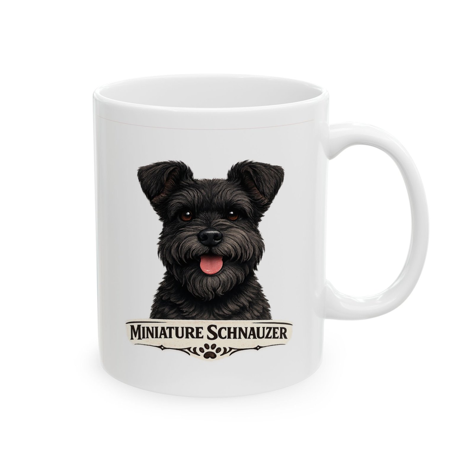 Miniature Schnauzer Black Uncropped Ears Dog Mug (11oz/15oz) 4 Miniature Schnauzer Black Uncropped Ears Dog Mug (11oz/15oz) - Image 4