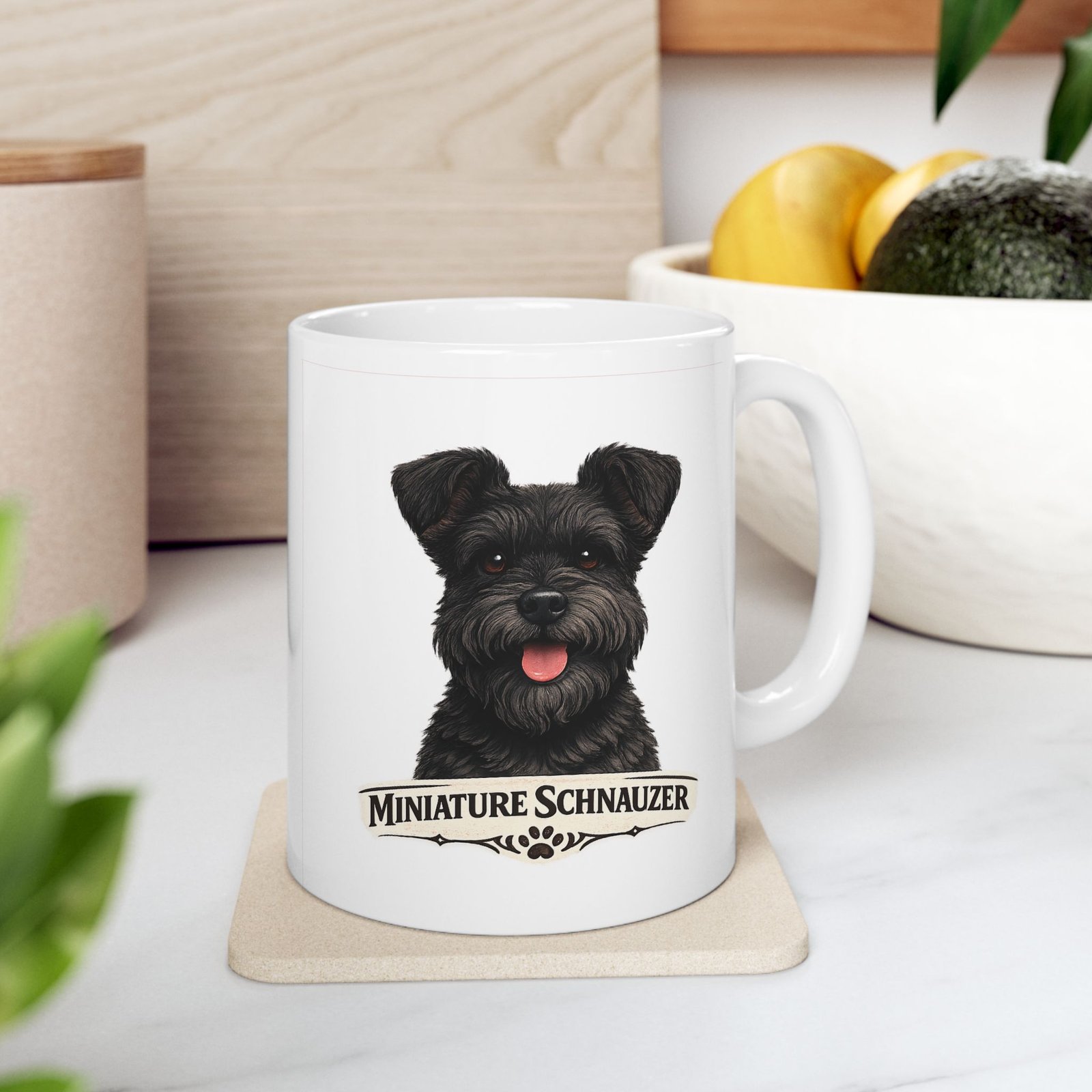 Miniature Schnauzer Black Uncropped Ears Dog Mug (11oz/15oz) 2 Miniature Schnauzer Black Uncropped Ears Dog Mug (11oz/15oz) - Image 2